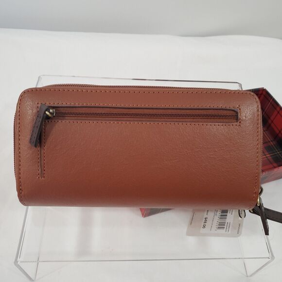 Mundi Zip Around Wallet Faux Leather Brown Card Checkbook 7.8" x 4" NWT - Picture 7 of 12